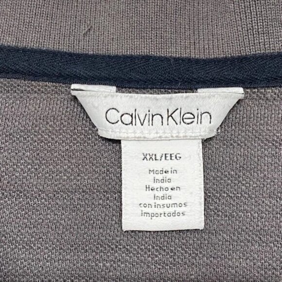 Calvin Klein Polo Shirt Men's XXL Gray Tonal Stripe Short Sleeve CK Logo GUC - Picture 3 of 4